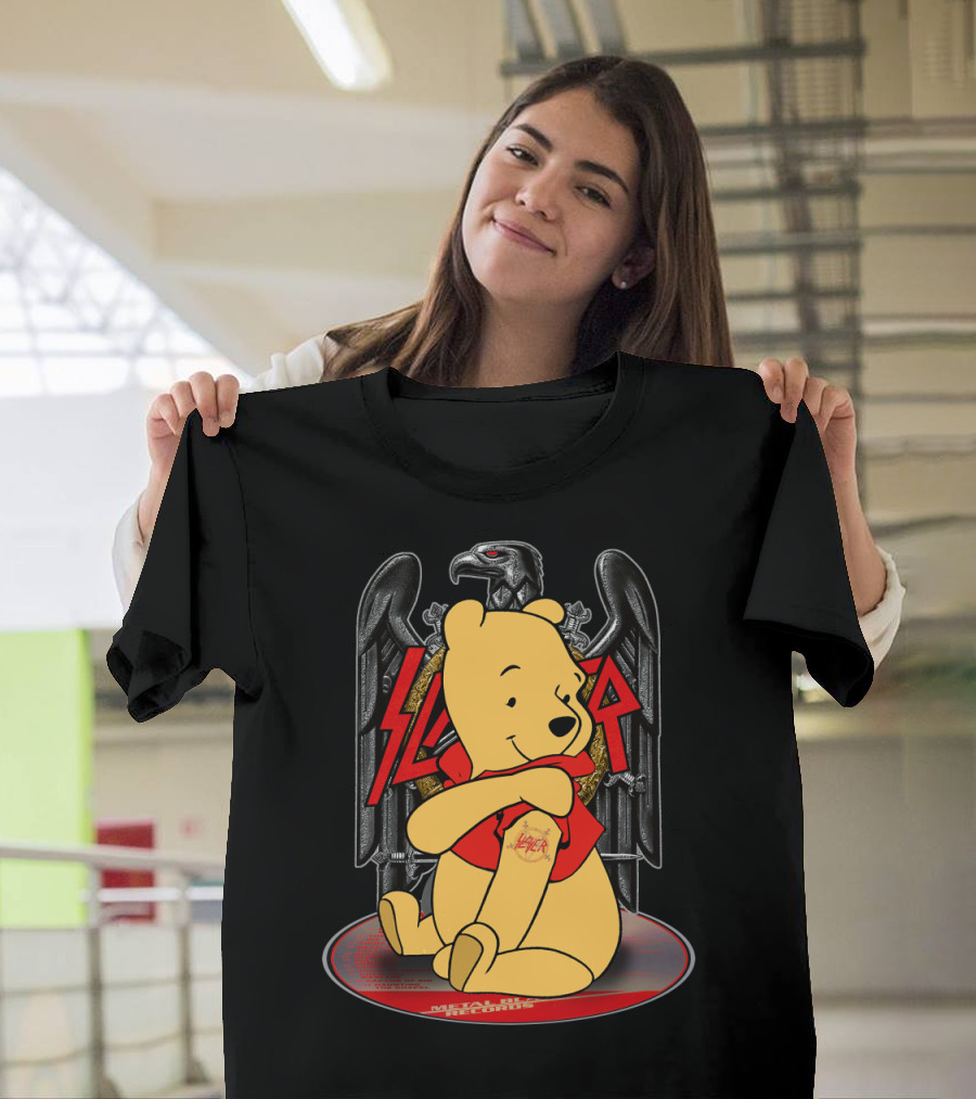Pooh Slayer Winnie With Metal Eagle Emblem T-Shirt