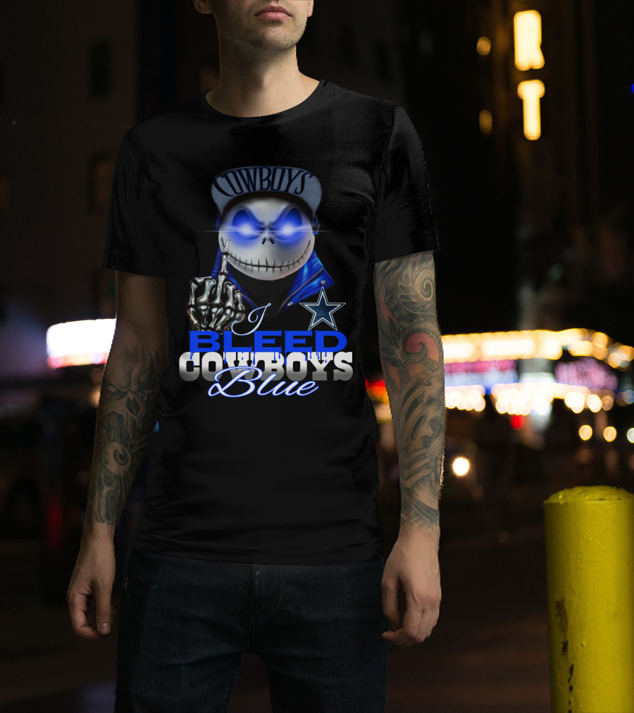 I Bleed Cowboys Blue Jack Skellington T-Shirt
