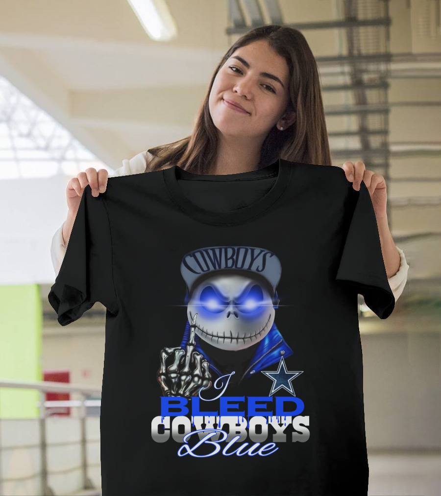 I Bleed Cowboys Blue Jack Skellington T-Shirt