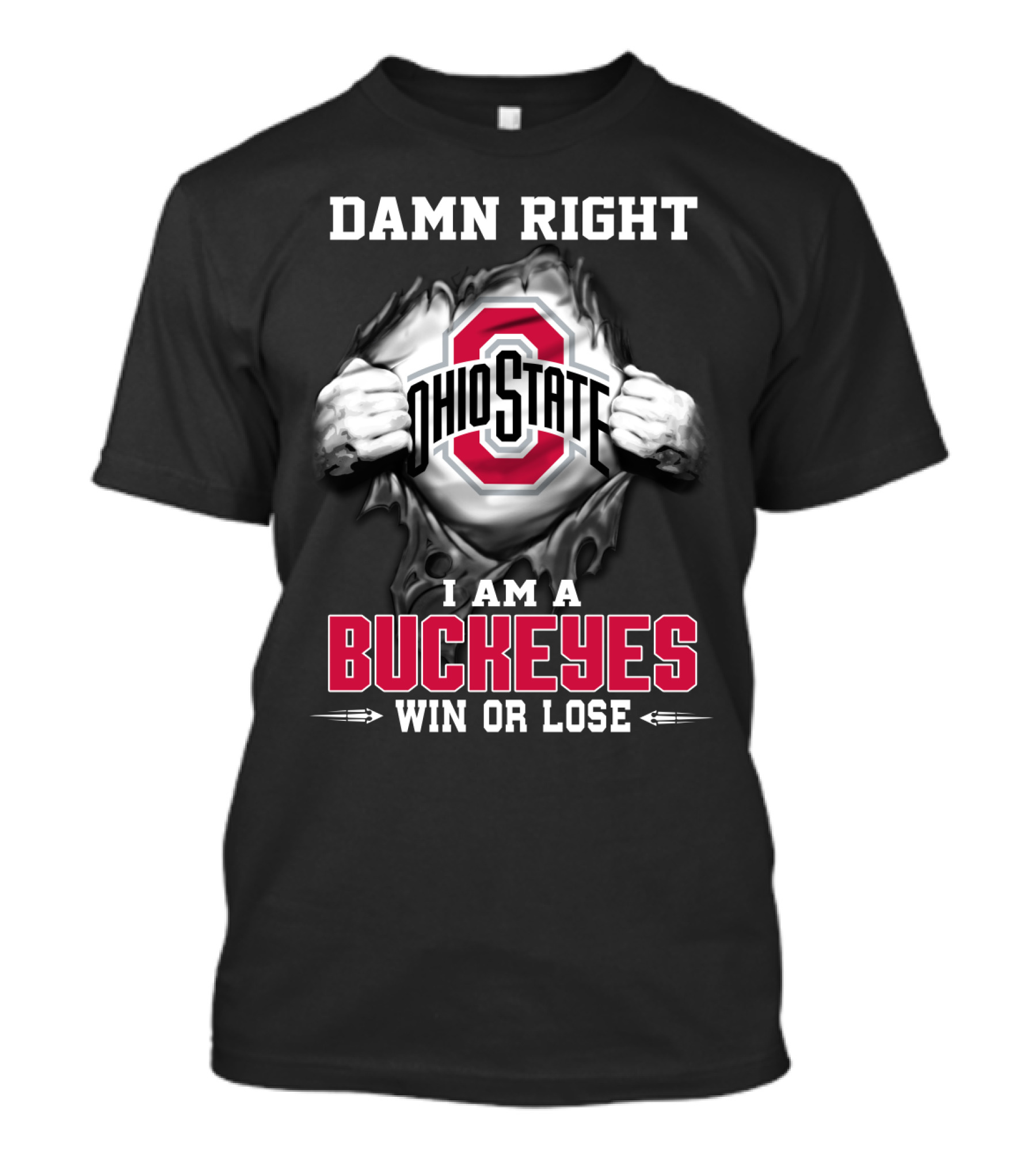Damn Right Ohio State I Am A Buckeyes Win Or Lose T-Shirt