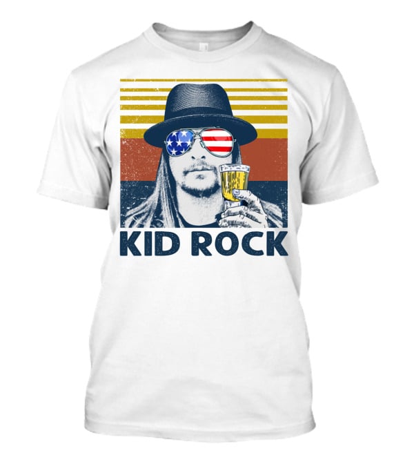 Kid Rock American Flag Sunglasses And Beer T-Shirt