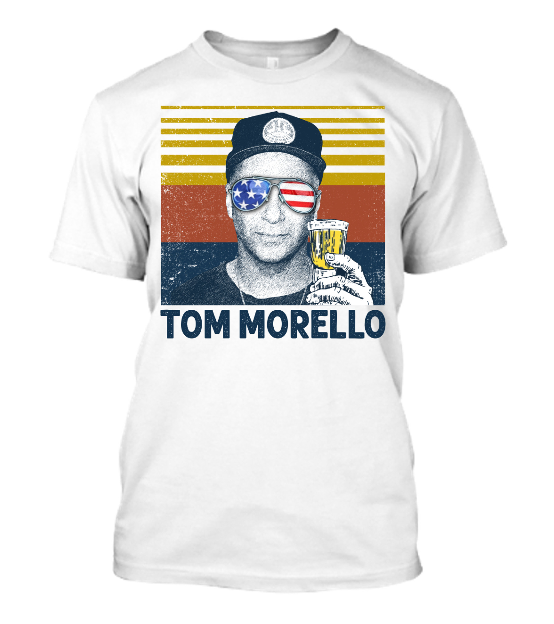 Tom Morello American Flag Sunglasses And Beer T-Shirt