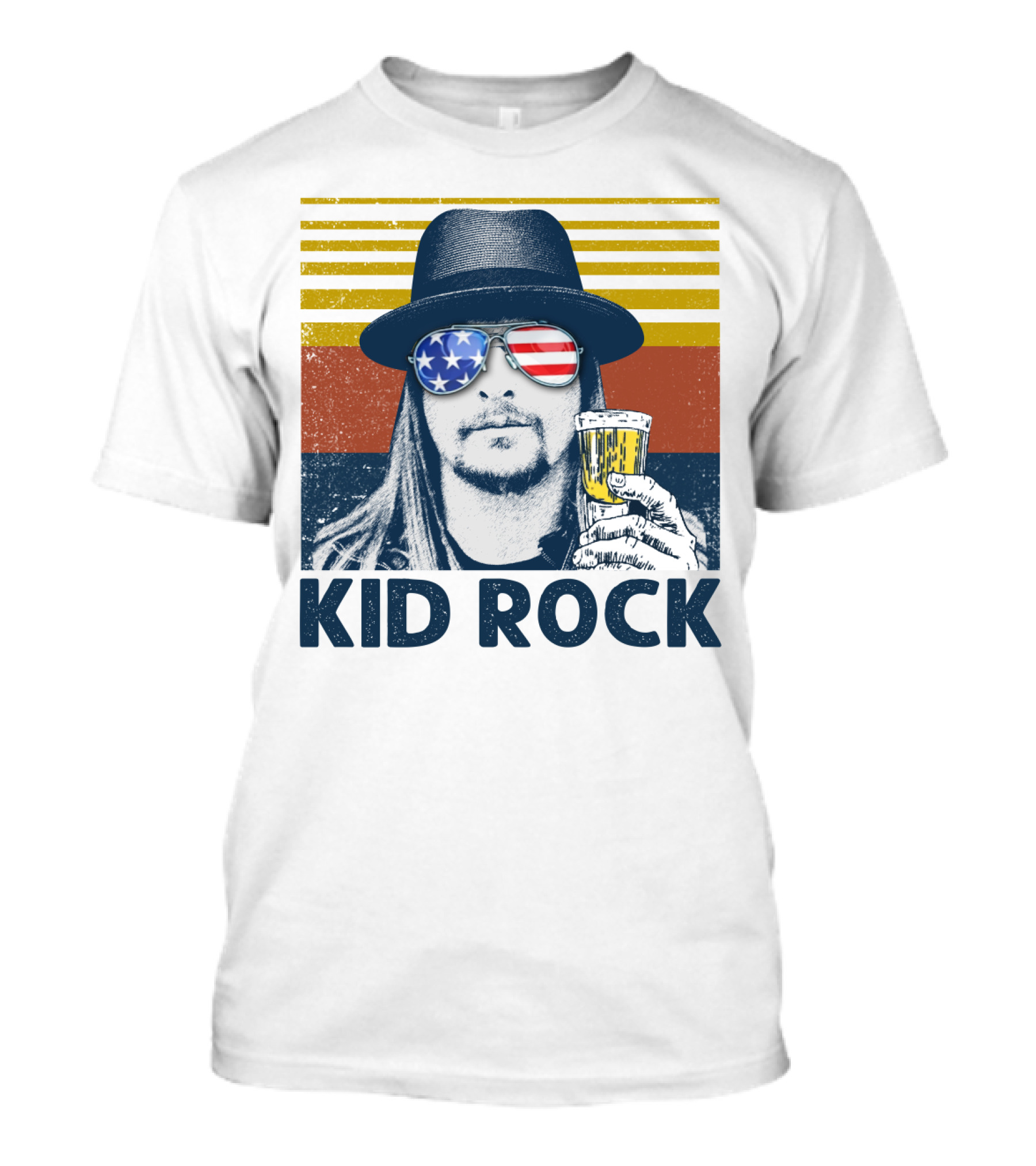 Kid Rock Stars And Stripes Sunglasses Man Holding Beer T-Shirt