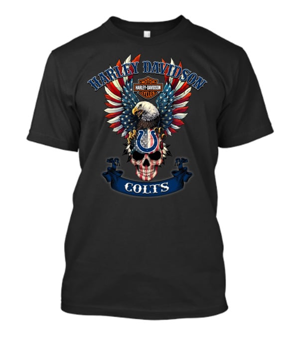 Harley Davidson Nfl Indianapolis Colts Bald Eagle Skull T-Shirt