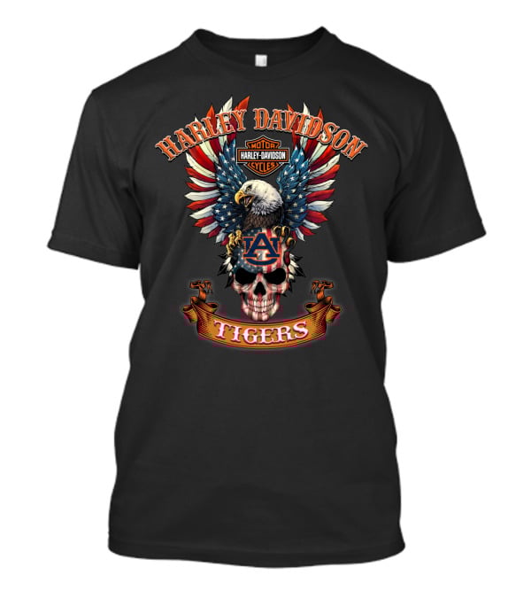 Harley Davidson Motor Cycles Eagle Auburn Tigers T-Shirt