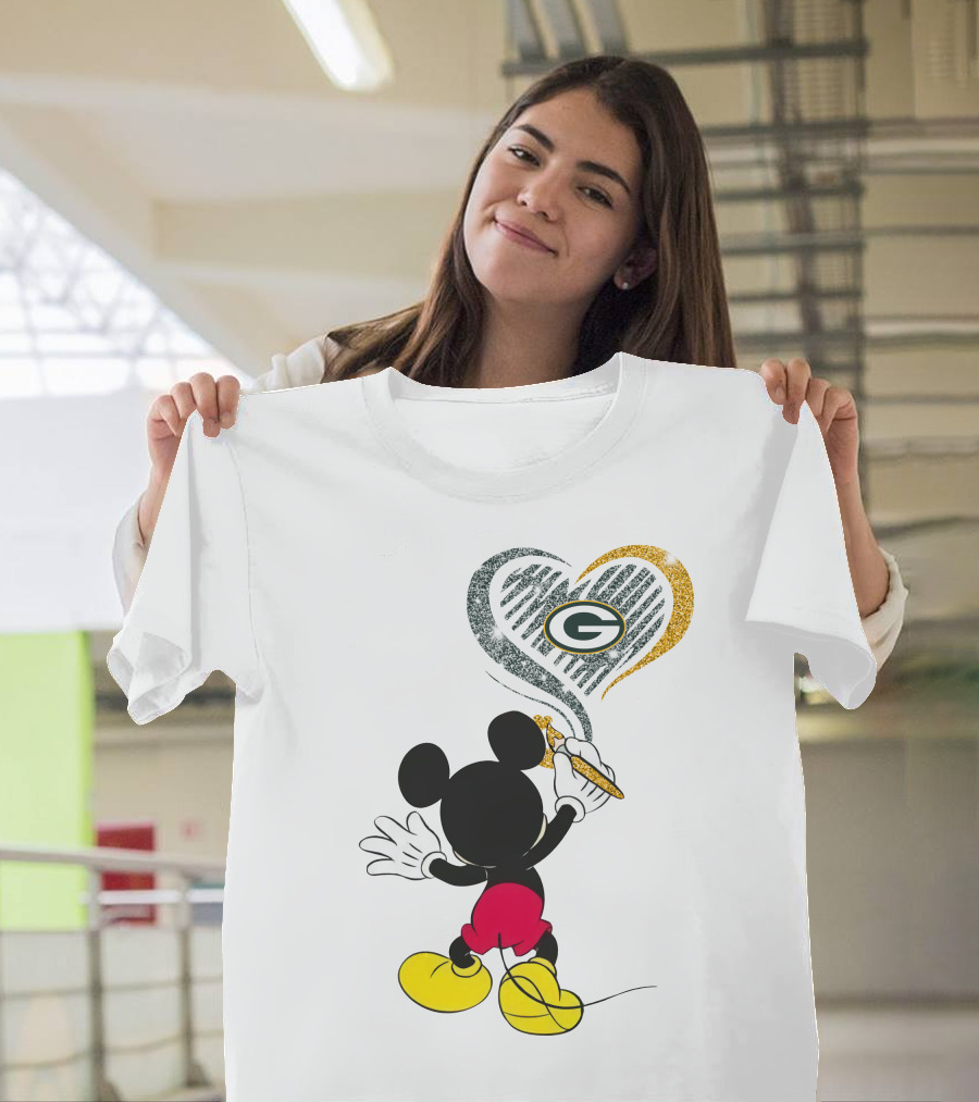 Mickey Heart Green Bay Packers T-Shirt