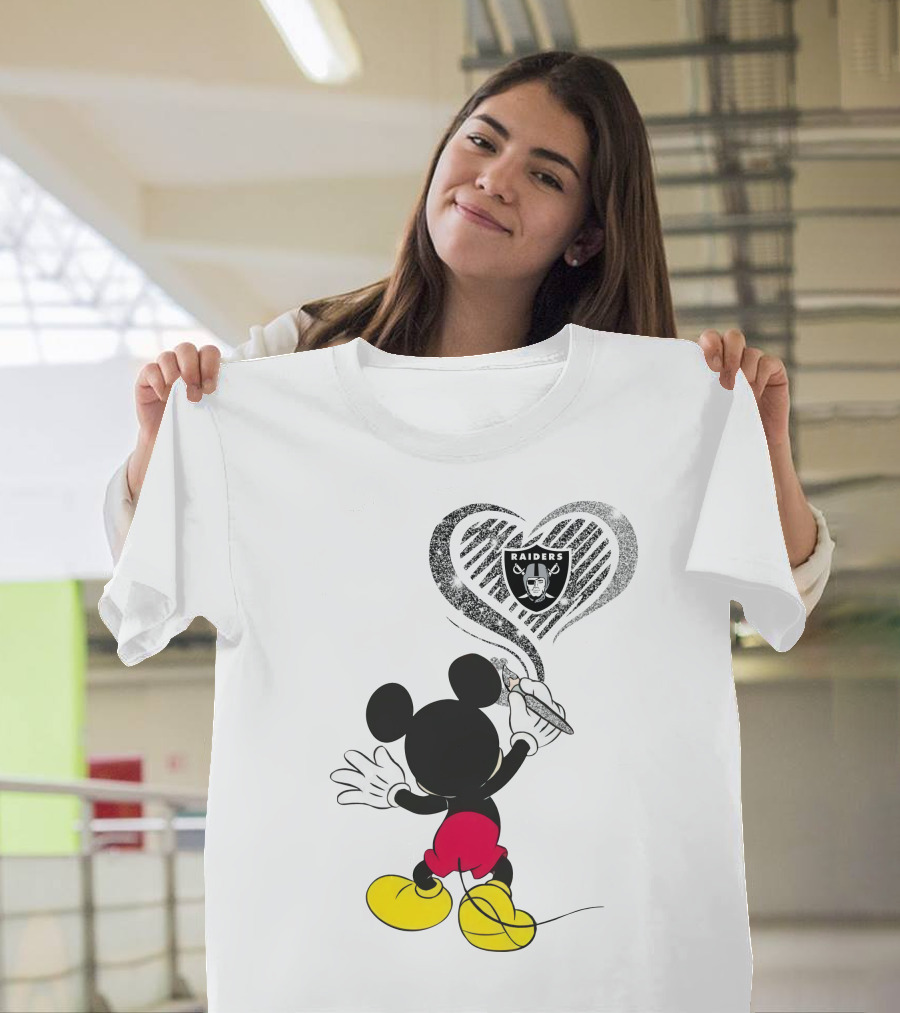 Mickey Drawing Raiders Heart 23-Oakland Raiders T-Shirt