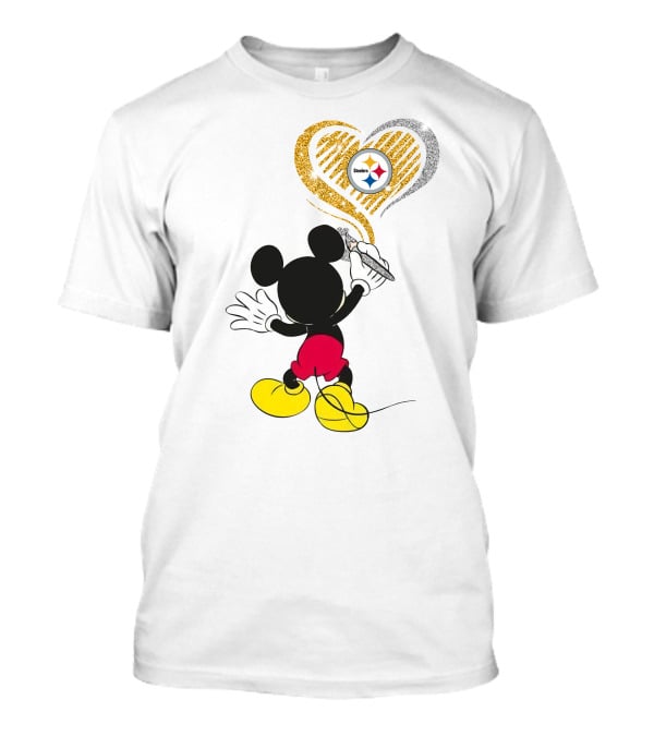 Mickey Mouse Heart Art Pittsburgh Steelers T-Shirt