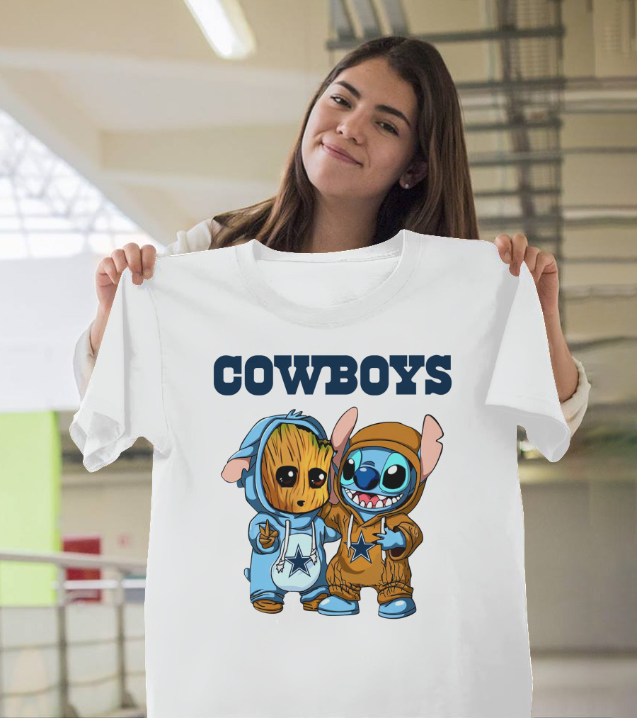 Cowboys Groot Stitch NFL Disney Collaboration T-Shirt
