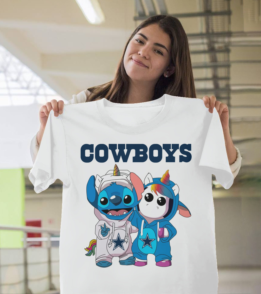 Cowboys Stitch And Unicorn In Blue Star Hoodies T-Shirt