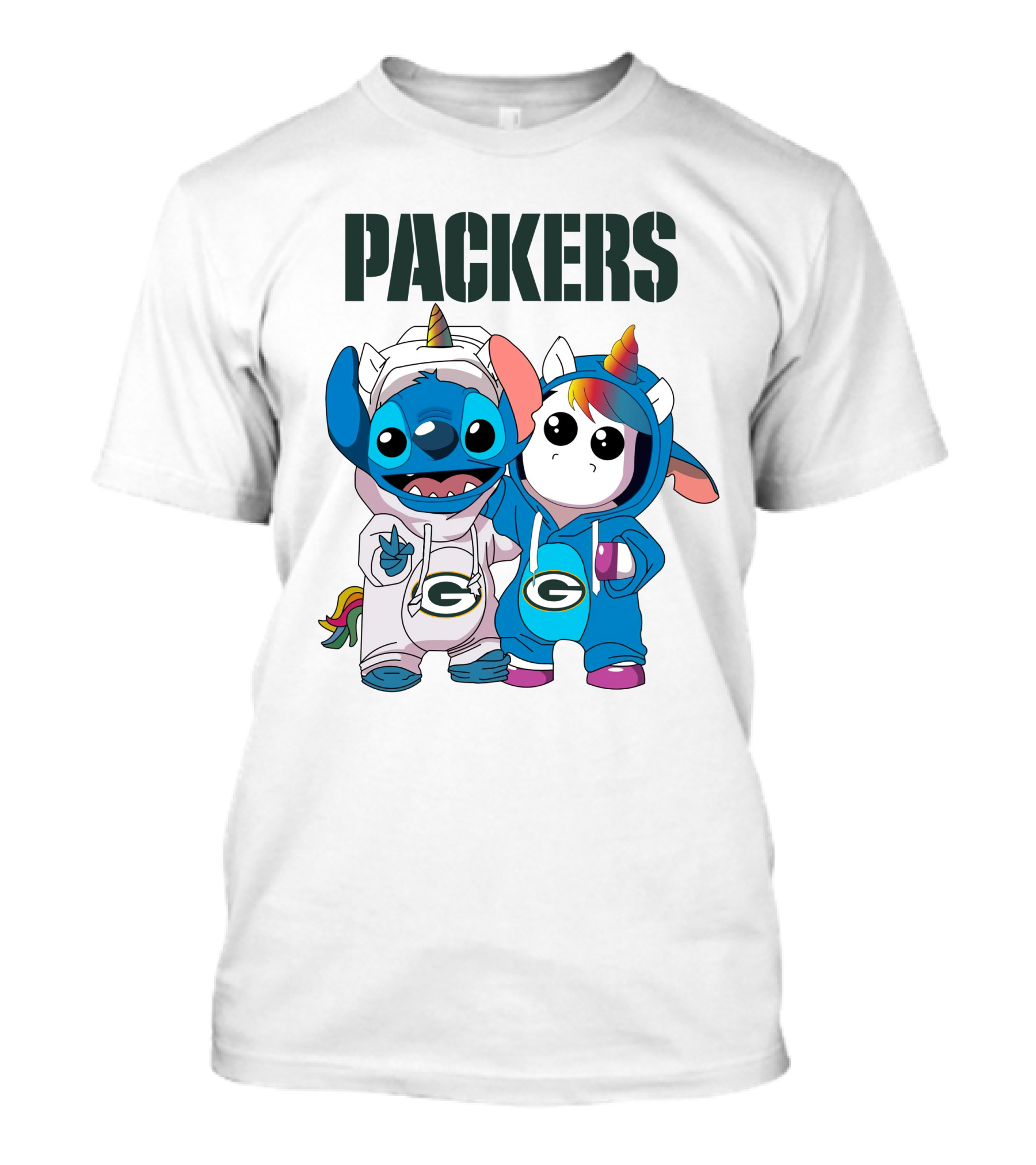 Packers Stitch And Unicorn Fans In Team Gear T-Shirt