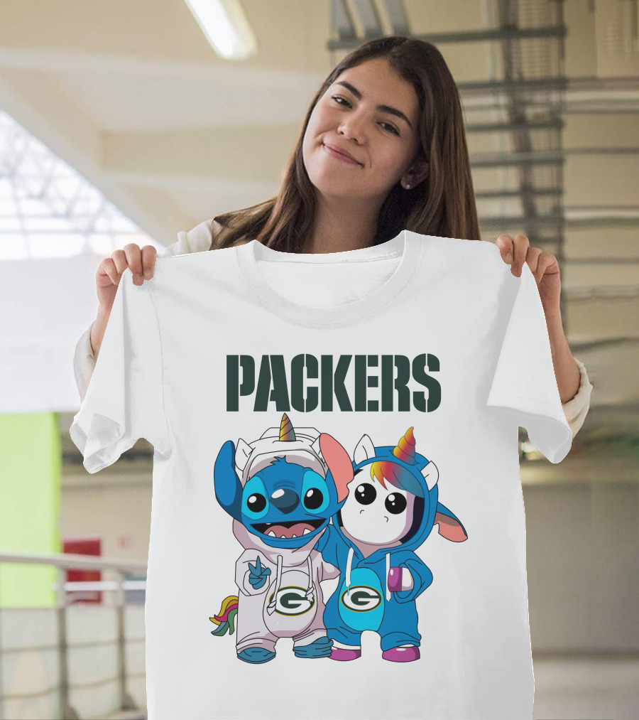 Packers Stitch And Unicorn Fans In Team Gear T-Shirt