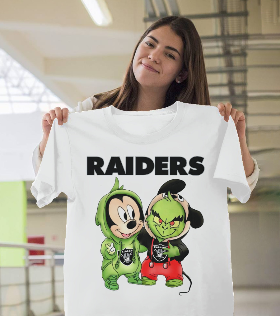 Mickey And Grinch Raiders Hoodie Cute Cartoon Characters T-Shirt