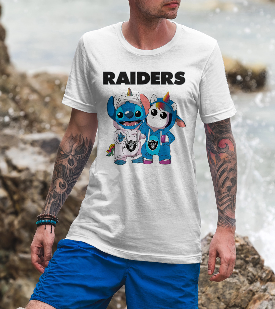 Raiders Stitch And Unicorn In Team Hoodies T-Shirt