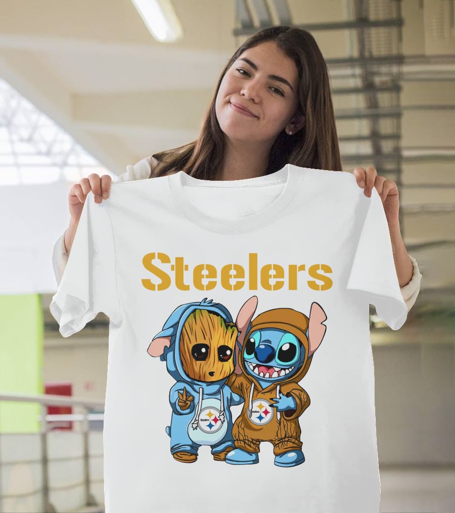 Steelers Groot And Stitch NFL25 Disney T-Shirt