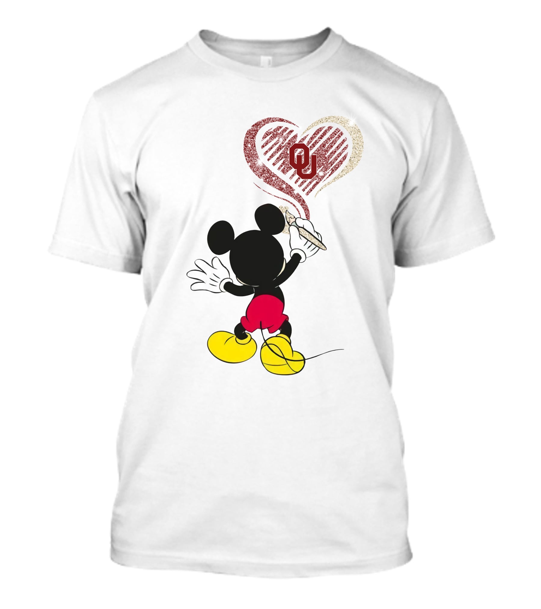 Mickey Painting Ou Heart Oklahoma Sooners T-Shirt