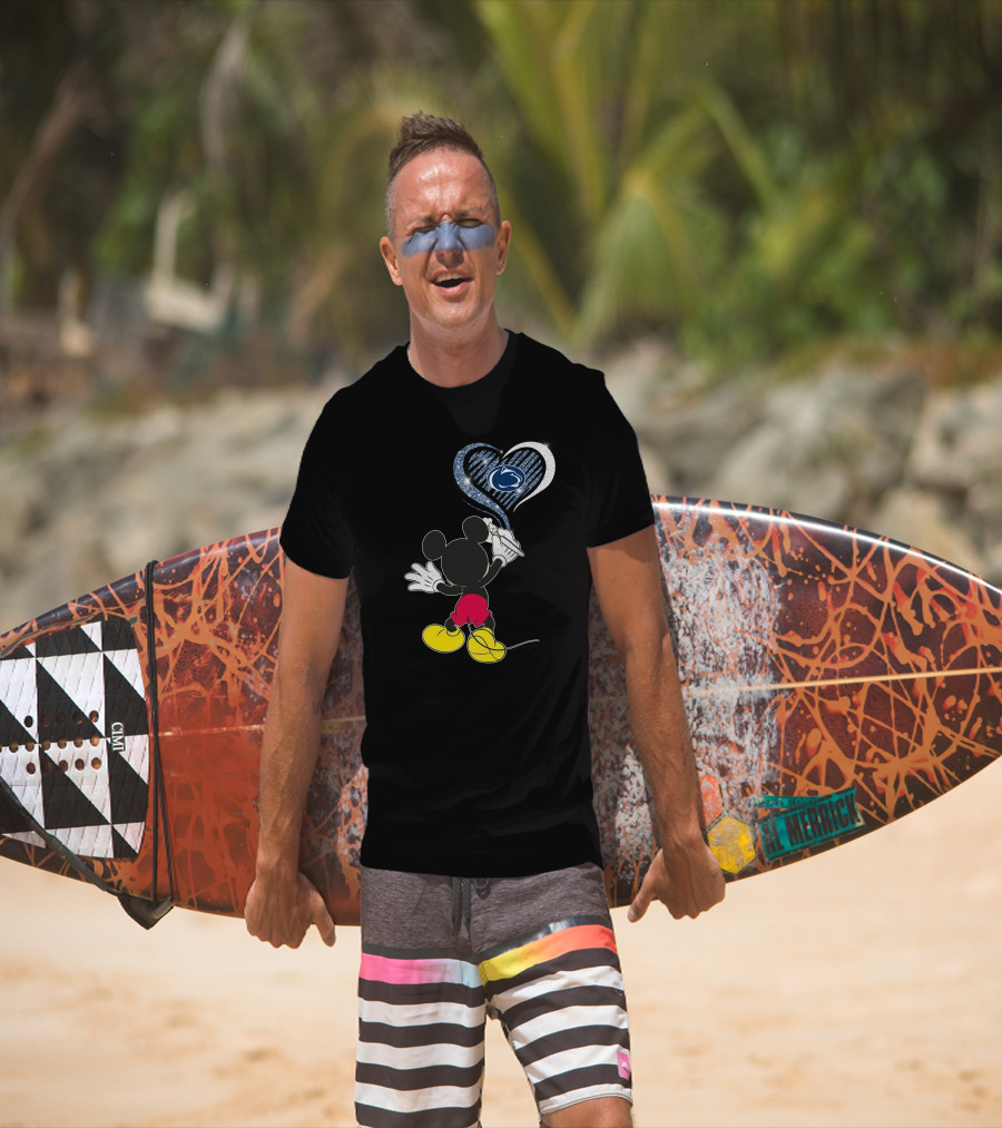 Mickey Mouse Draws Heart With Penn State Nittany Lions T-Shirt