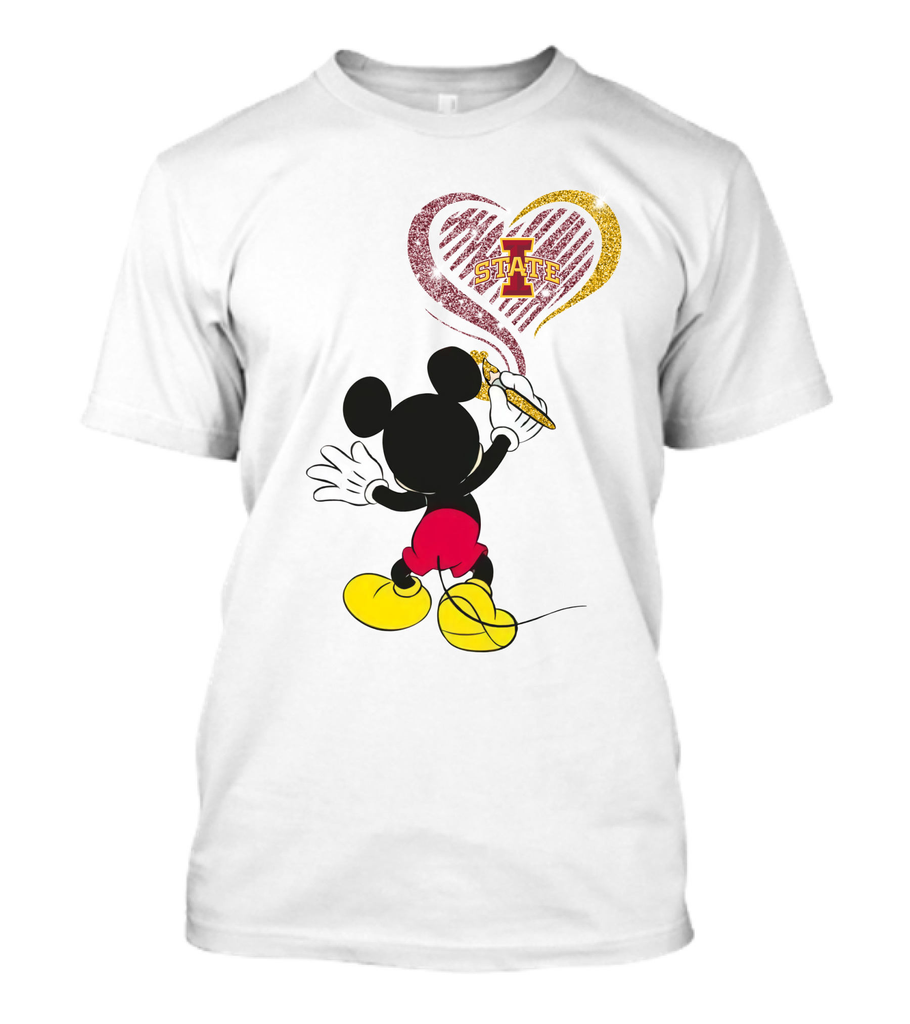 Mickey Mouse Iowa State Heart Drawing T-Shirt