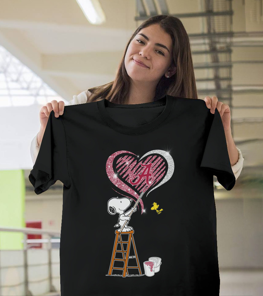 Snoopy Painting Alabama Crimson Tide Heart T-Shirt