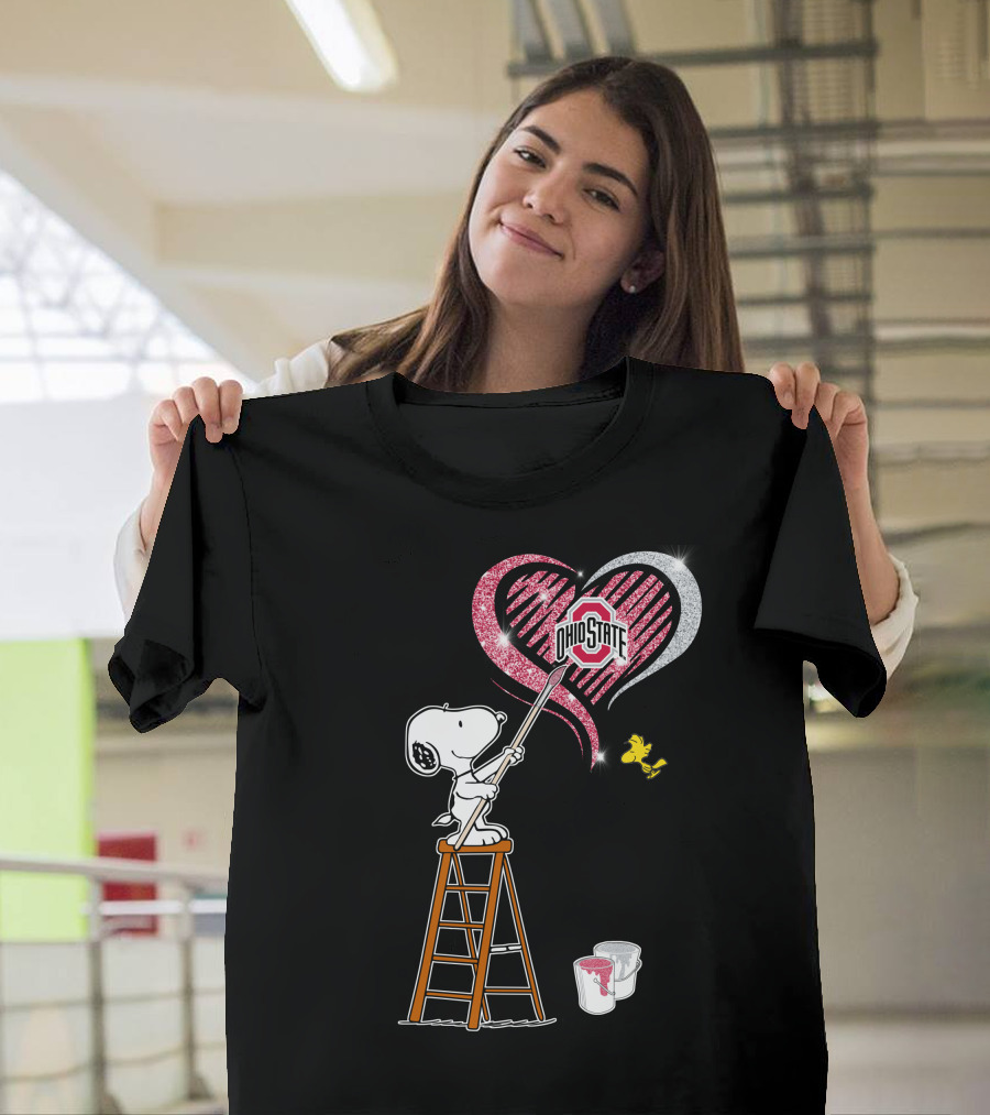 Ohio State Snoopy Heart Painting T-Shirt