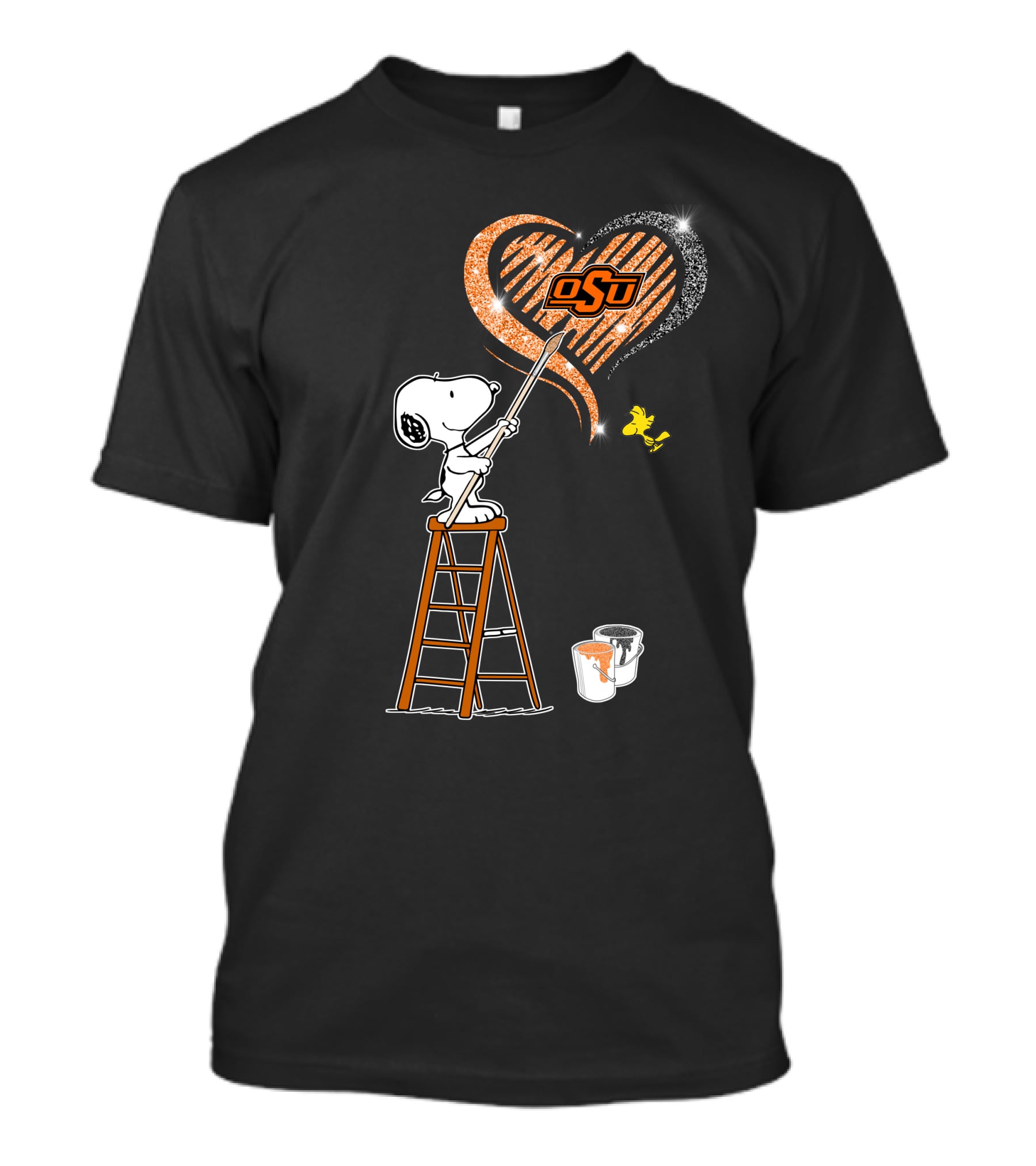 Snoopy Osu Heart Design With Ladder And Paint Buckets T-Shirt