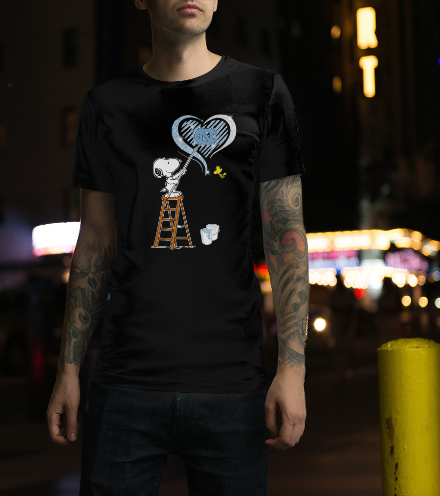 Snoopy Painting Unc Heart With Woodstock T-Shirt