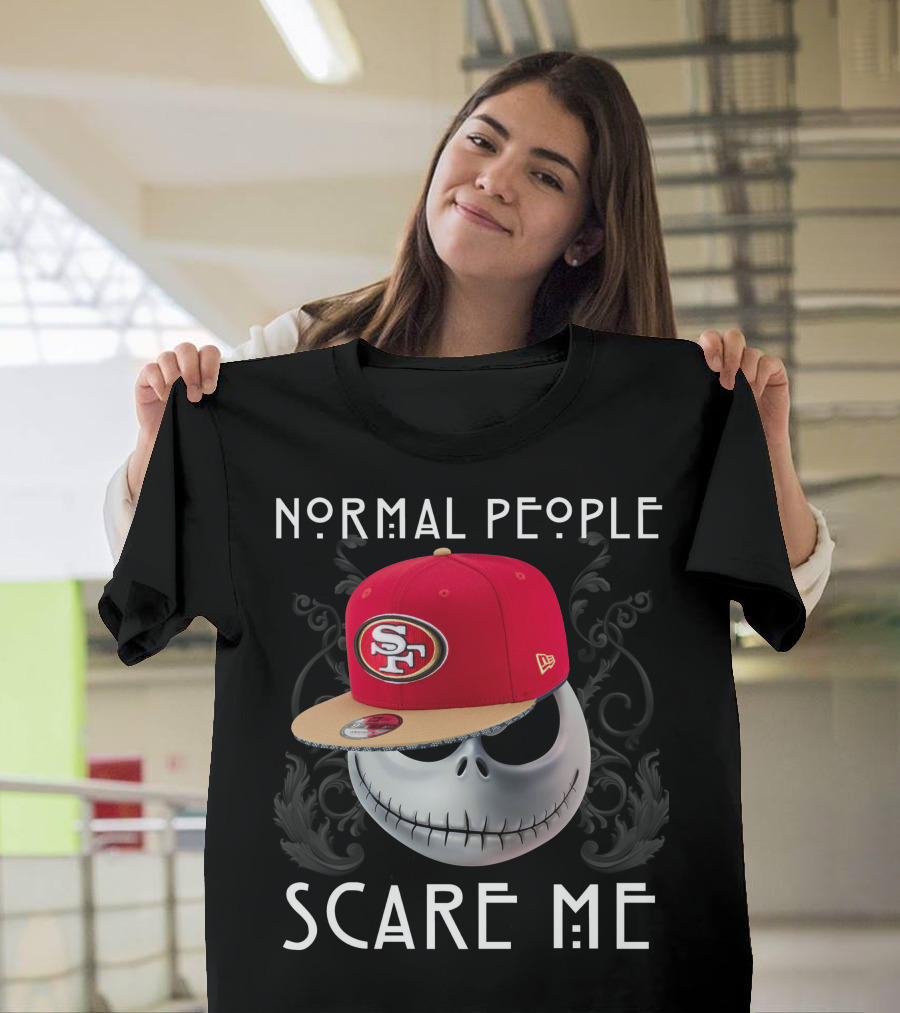 San Francisco 49ers Normal People Scare Me Jack Skellington Hat T-Shirt