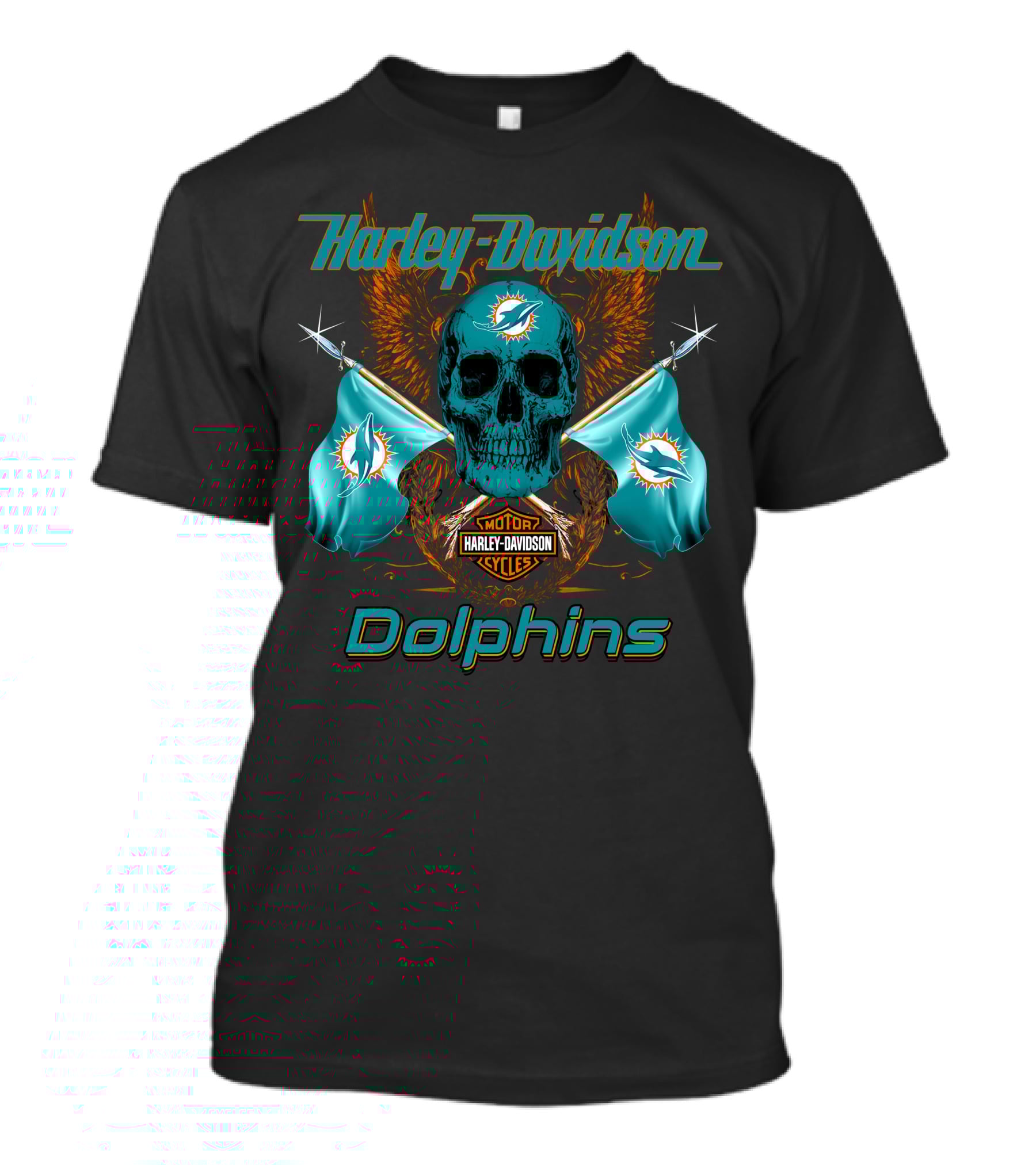 Harley Davidson Dolphins Skull Motor Cycles Flag T-Shirt