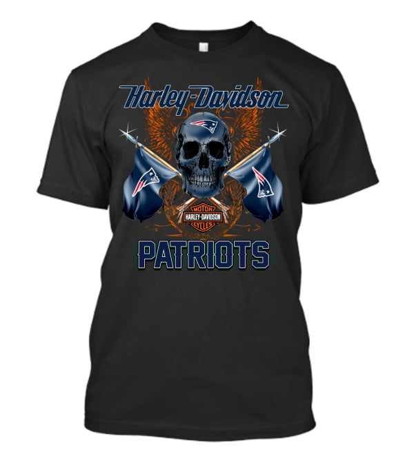 Harley Davidson Patriots Skull With Flags T-Shirt