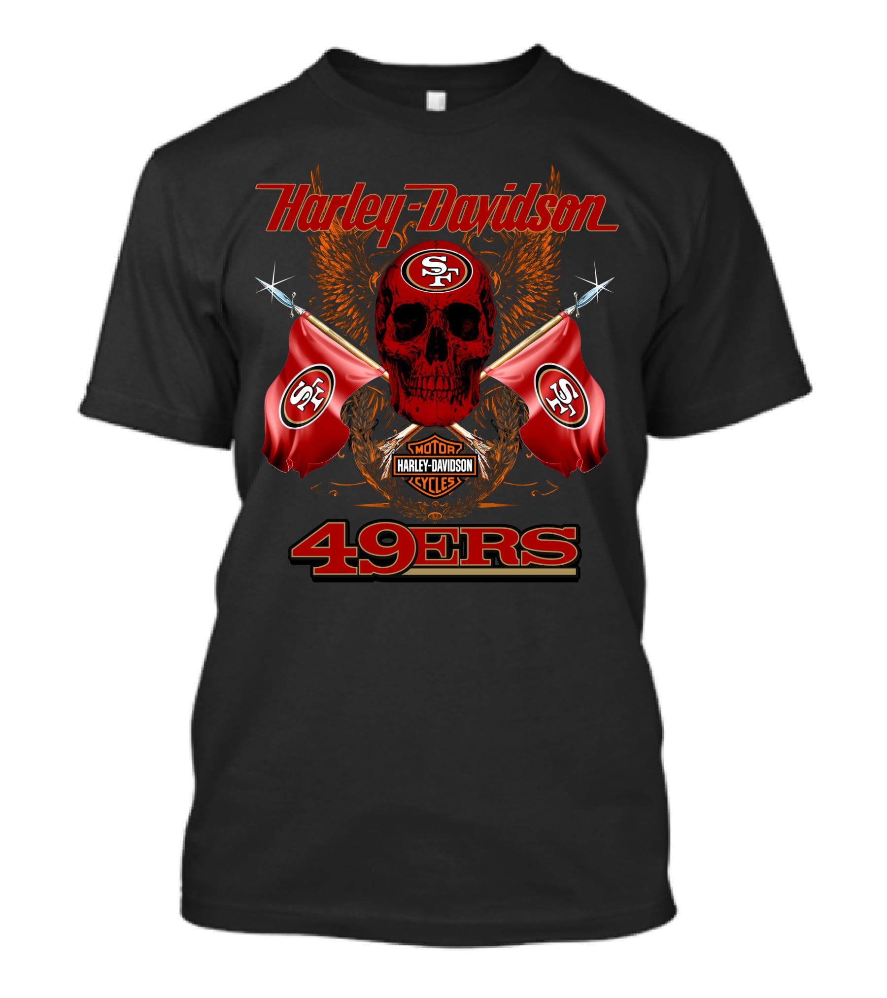 Harley Davidson Sf Skull Flags 49ers T-Shirt