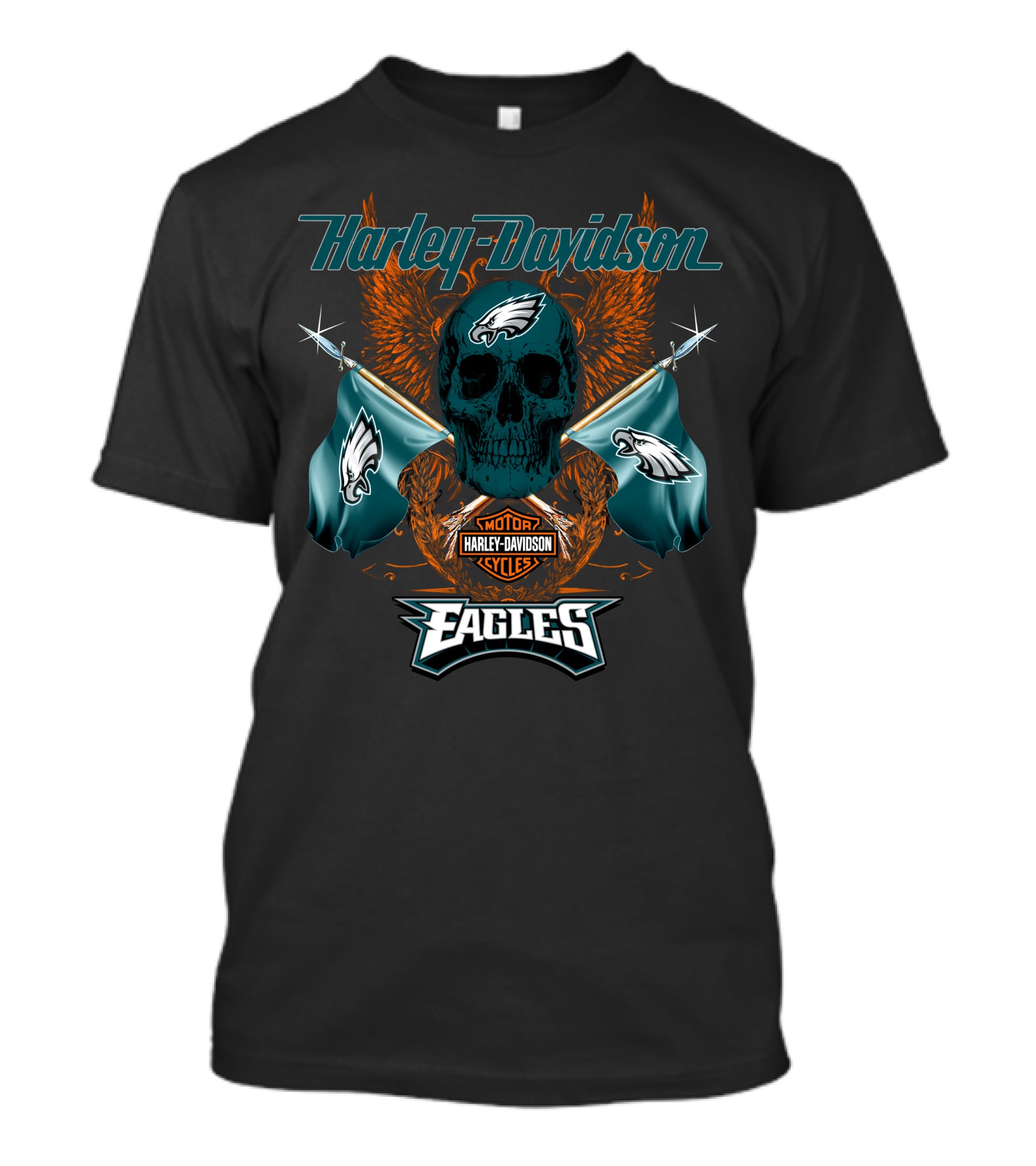 Harley Davidson Eagles Motor Cycles Flag T-Shirt