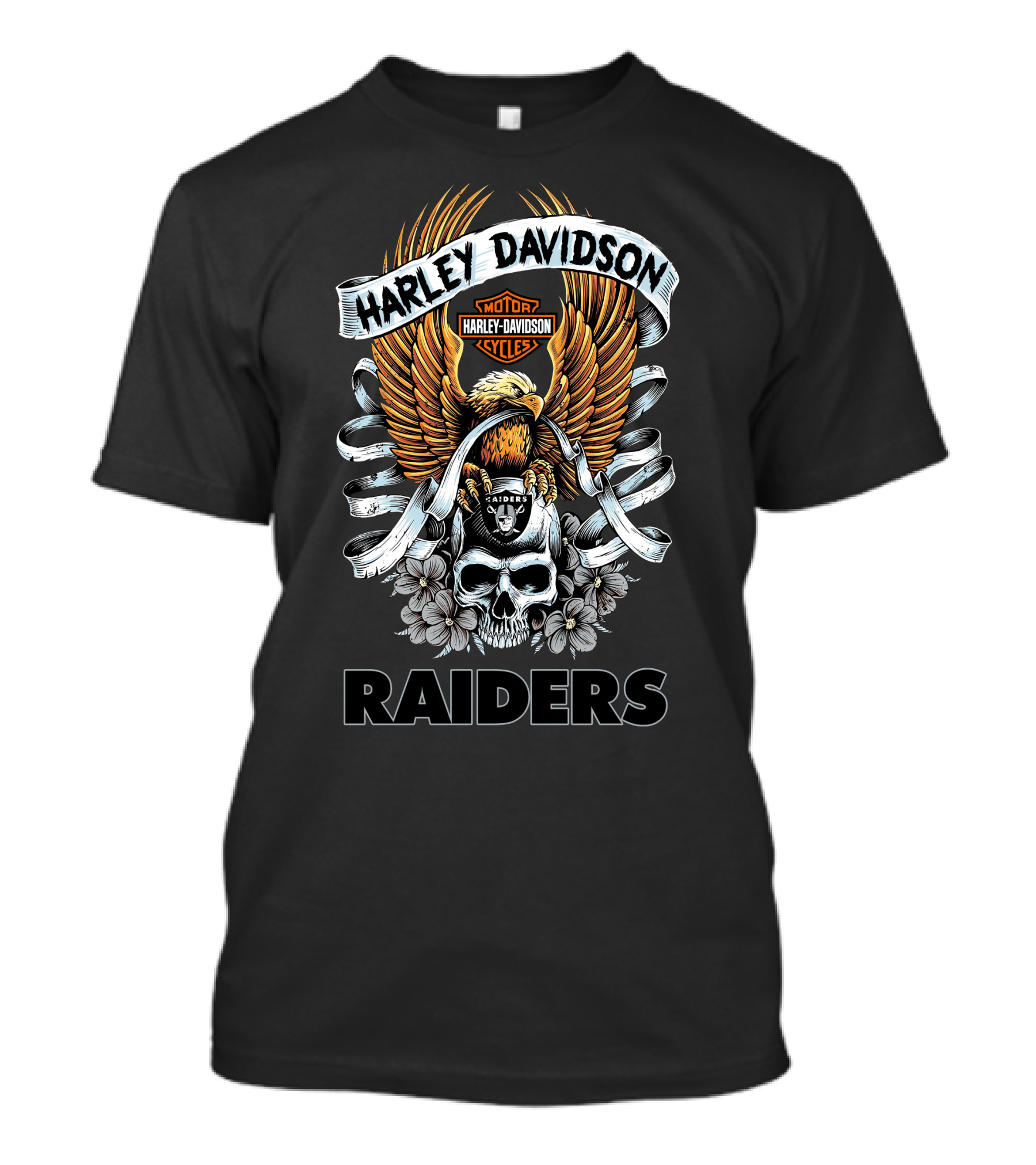 Harley Davidson Motor Cycles Eagle Skull Raiders T-Shirt