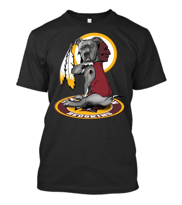 Washington Redskins Dog With Feather T-Shirt