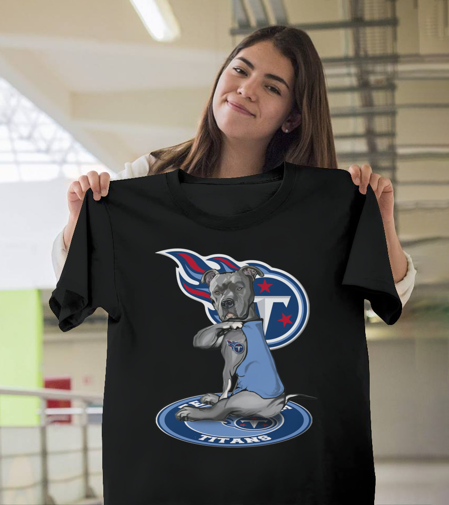Tennessee Titans Dog With Logo And Stars T-Shirt