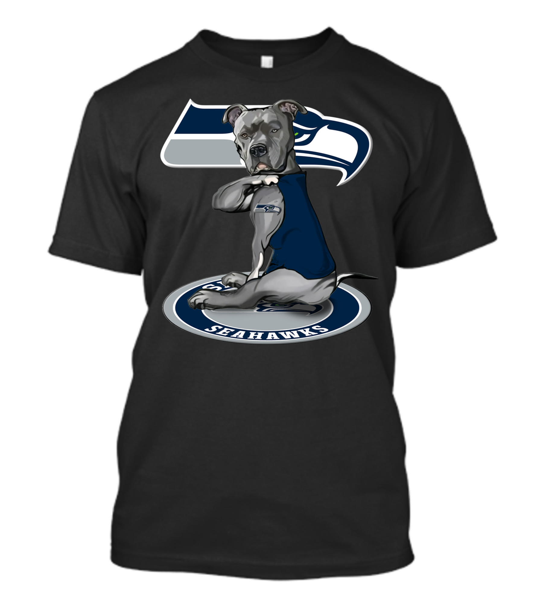 Seattle Seahawks Dog In Blue Jersey On Team T-Shirt