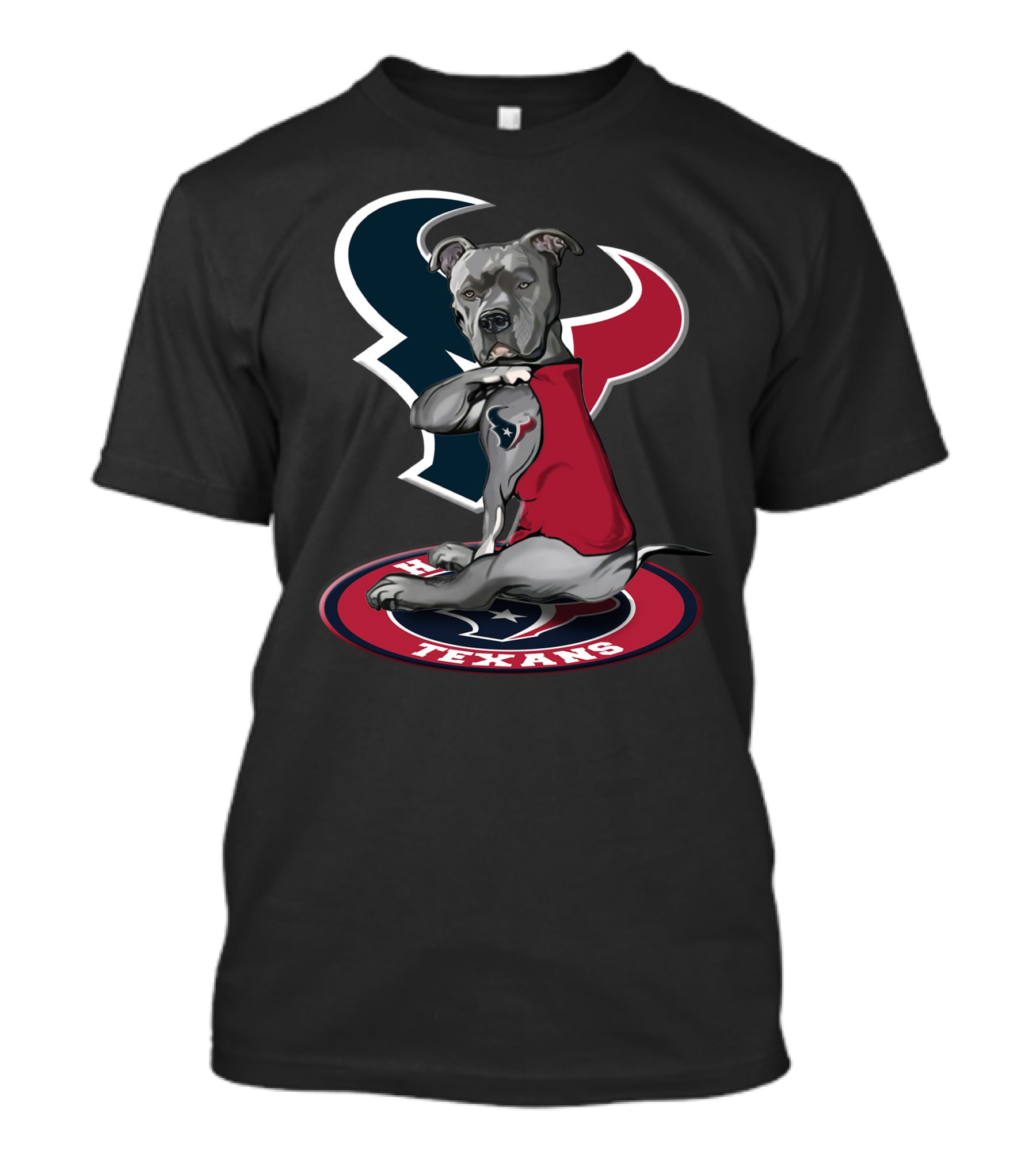 Houston Texans Dog Mascot With Team Logo And Red Outfit T-Shirt
