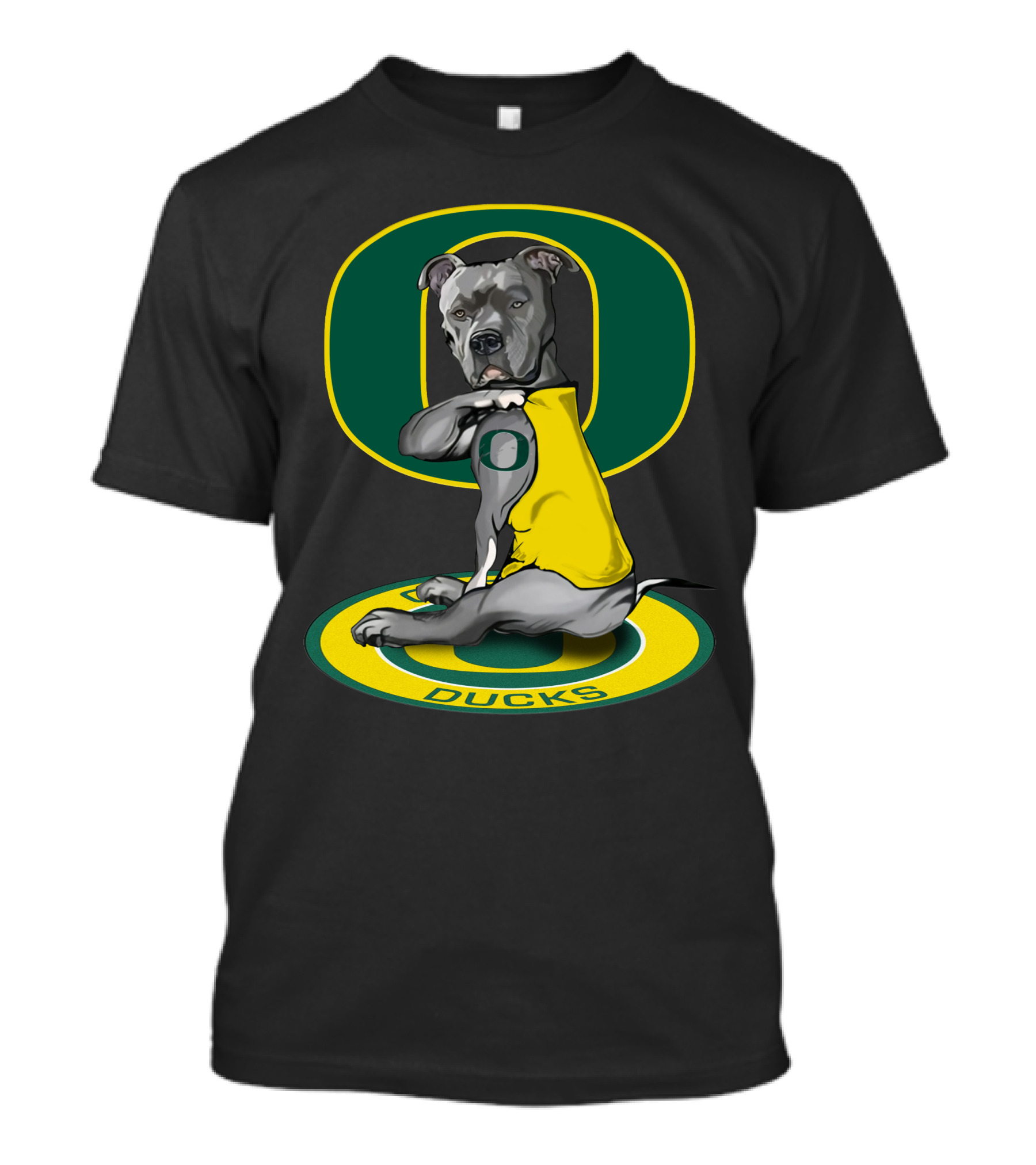 Oregon Ducks Bulldog With Yellow Vest And University T-Shirt