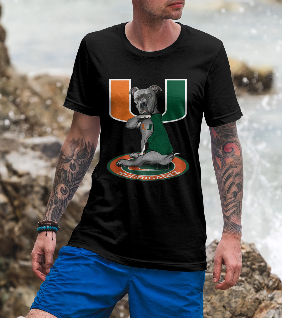 Miami Hurricanes Dog Mascot With U T-Shirt