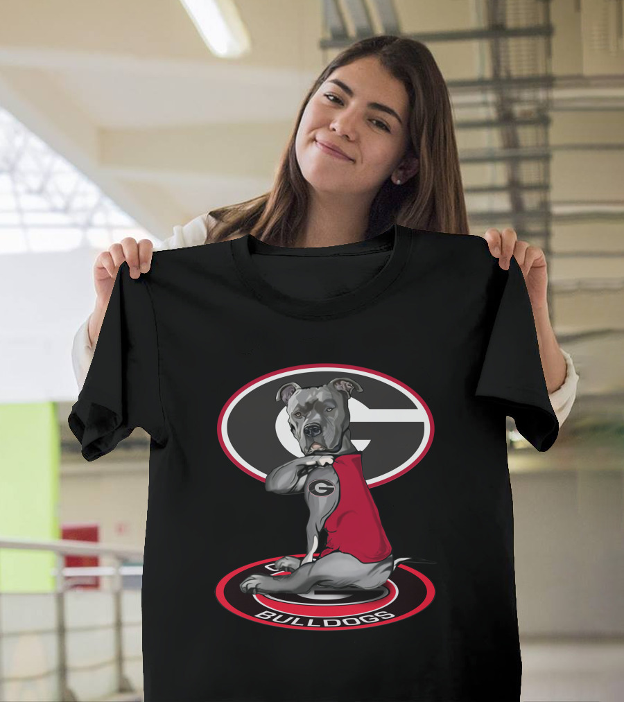 Georgia Bulldogs G Logo With Dog In Red Vest T-Shirt