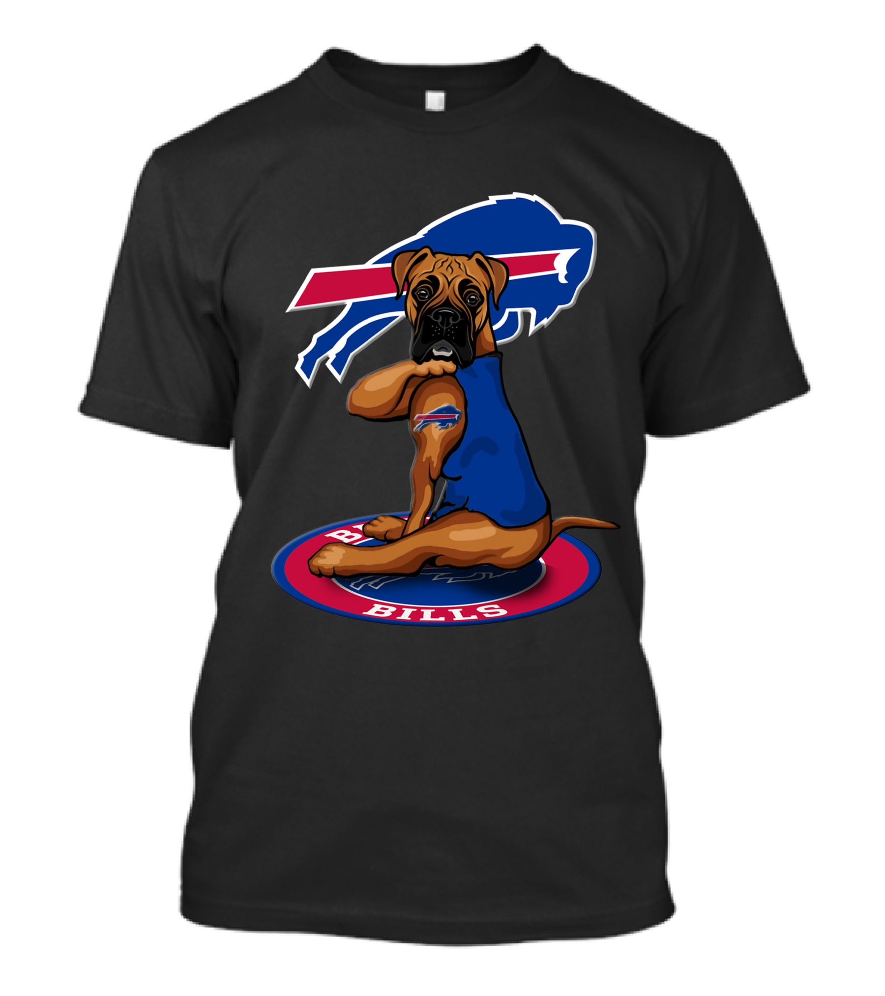 Buffalo Bills Dog Mascot With Team Logo And Jersey T-Shirt