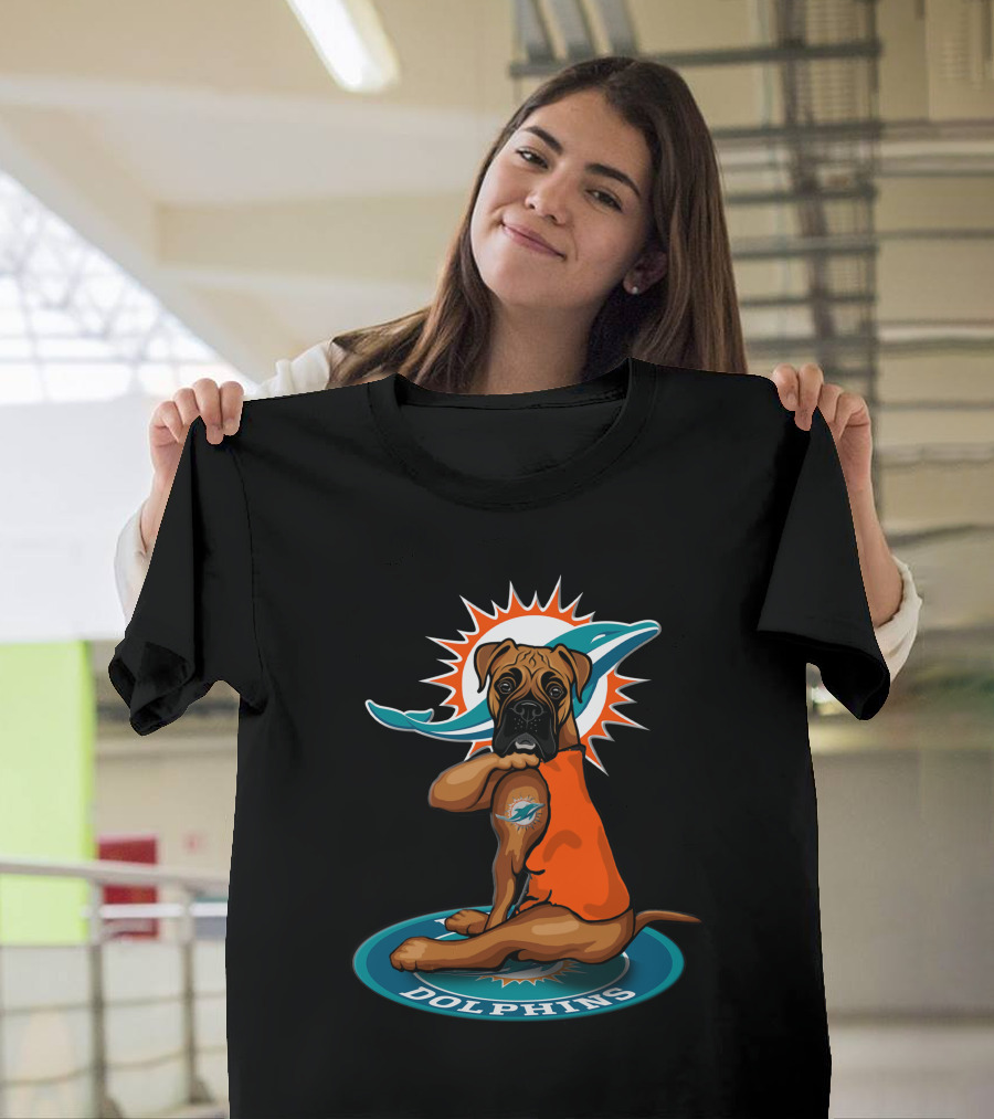Miami Dolphins Boxer Dog T-Shirt