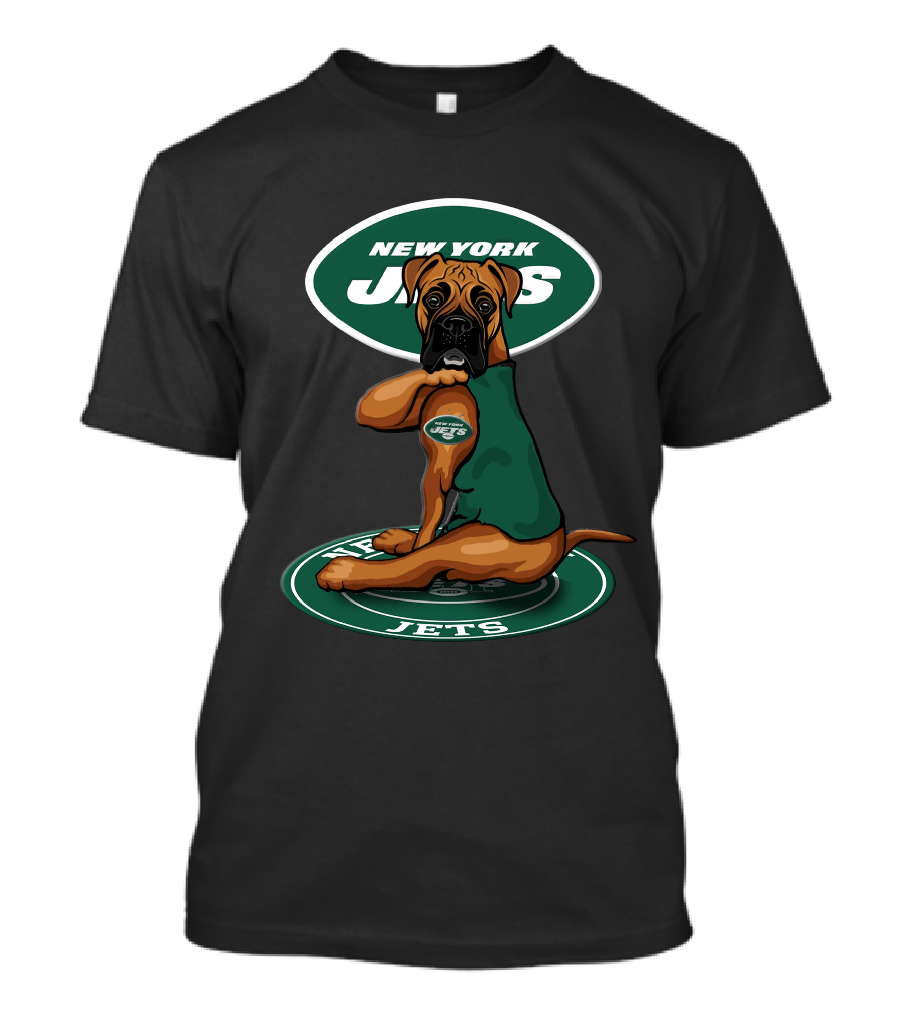 New York Jets Dog Boxer Football Fan T-Shirt