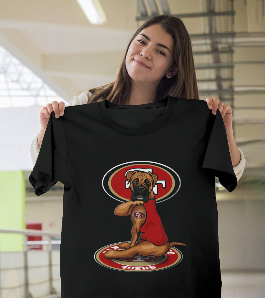San Francisco 49ers Boxer Dog Emblem With Red Jersey T-Shirt