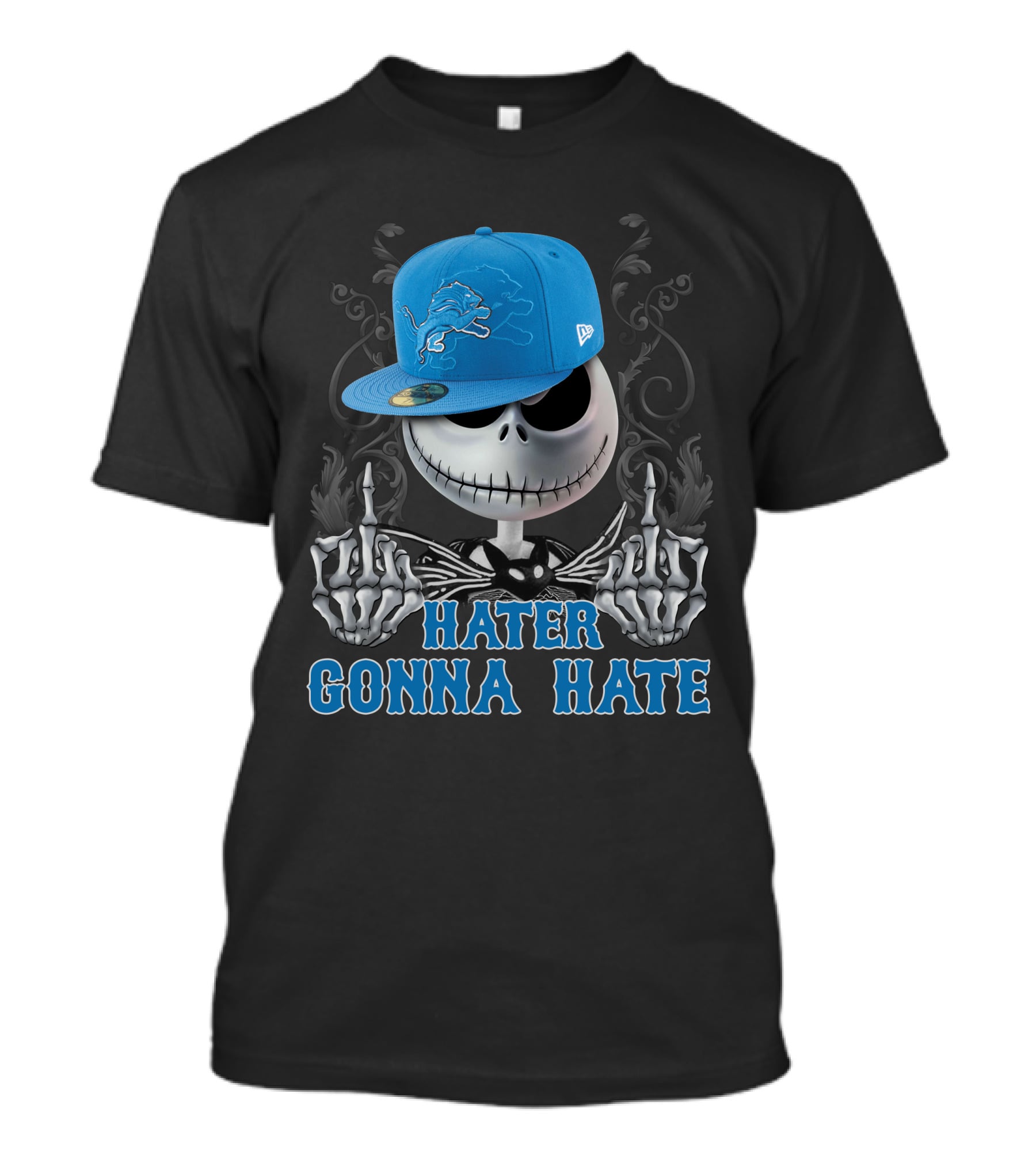 Detroit Lions Hater Gonna Hate Skull With Hat T-Shirt