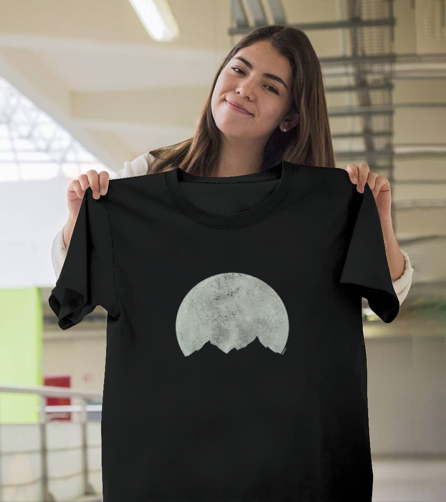 Mountainous Silhouette Beneath Celestial Moon T-Shirt