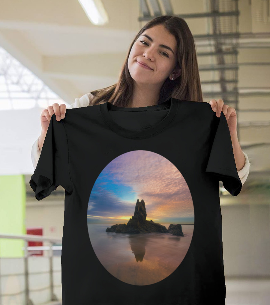 Mountain Water Sunset Scenic Coastal Reflection T-Shirt