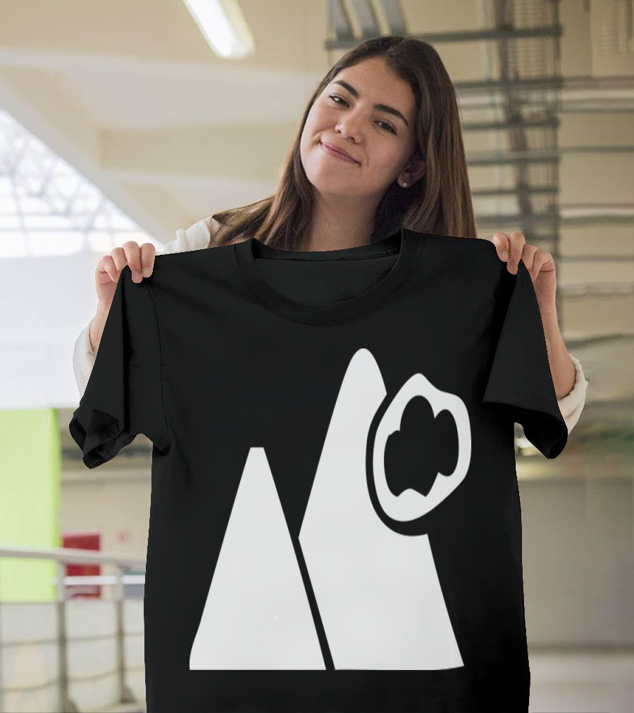 Cloudy Mountains Abstract Geometric Peaks and Stylized Cloud T-Shirt