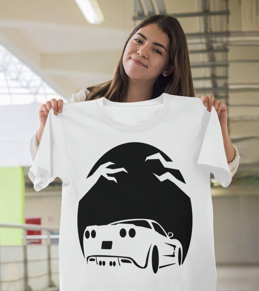 Halloween Pumpkin Car with Spooky Trees and Night Sky T-Shirt
