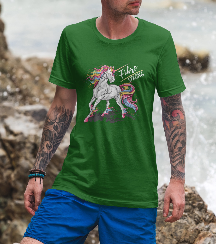 Fibro Unicorn Strong Rainbow Mane T-Shirt