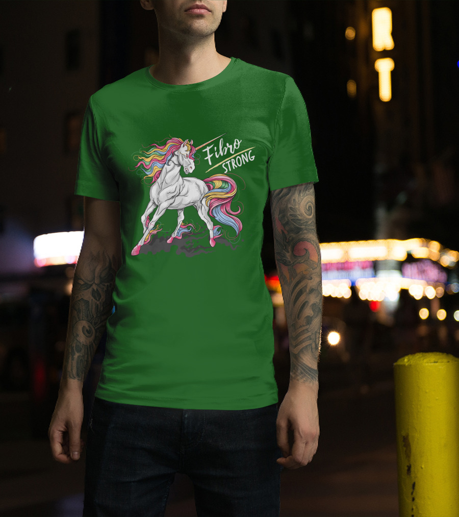 Fibro Unicorn Strong Rainbow Mane T-Shirt